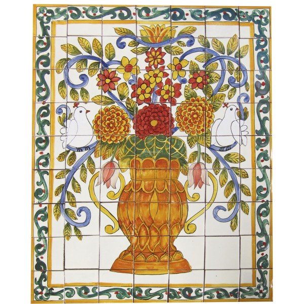 Mexican Talavera Mural Flores 3