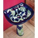 Mexican Talavera Pedestal Sink Lillies 2
