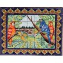 Mexican Talavera Mural Parrots 1