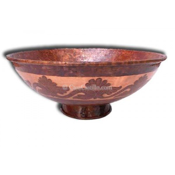 Hand Painted Copper Vessel Sink Round Antique