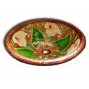 Hand Painted Copper Sink Round Lily Garden