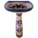 Mexican Talavera Pedestal Sink San Patricio Blue
