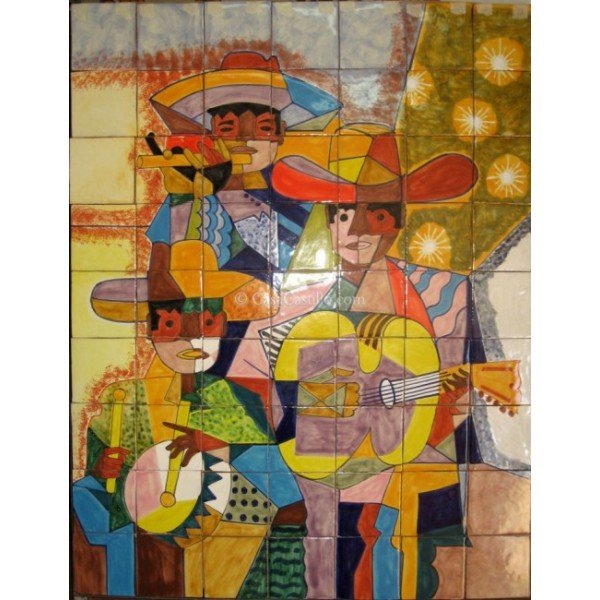 Mexican Talavera Mural Mariachi 1